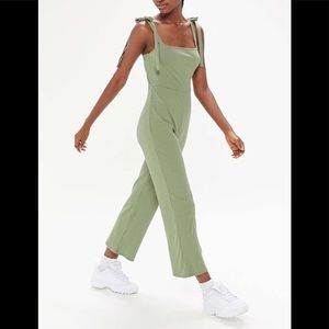 Urban Outfitters UO Erin Ribbed Tie Shoulder Jumpsuit size Small
